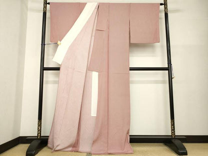平和屋着物▽上質な小紋 単衣 竹縞 正絹 逸品 AABG8436ck