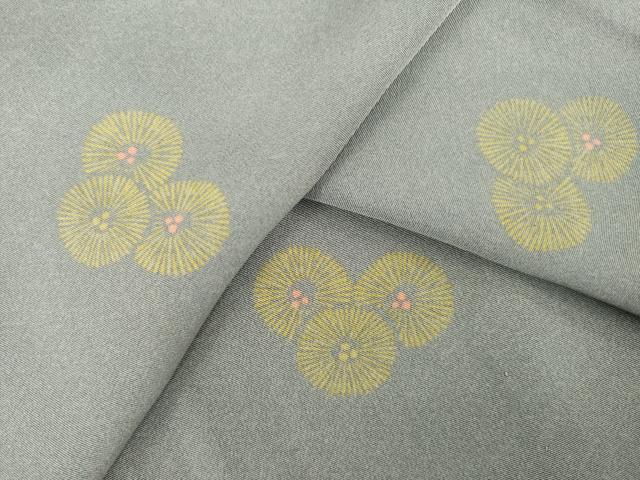 平和屋着物▽上質な小紋 単衣 舞花文 正絹 逸品 AABG8439ck