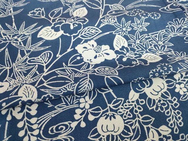 平和屋着物▽上質な小紋 単衣 草花文 正絹 逸品 AABG8444ck
