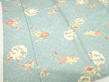 平和屋着物▽上質な小紋 単衣 雪輪花文 正絹 逸品 AABG8448ck