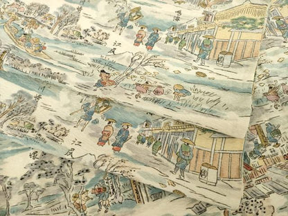 平和屋着物▽上質な小紋 単衣 名所風景文 正絹 逸品 AABG8450ck