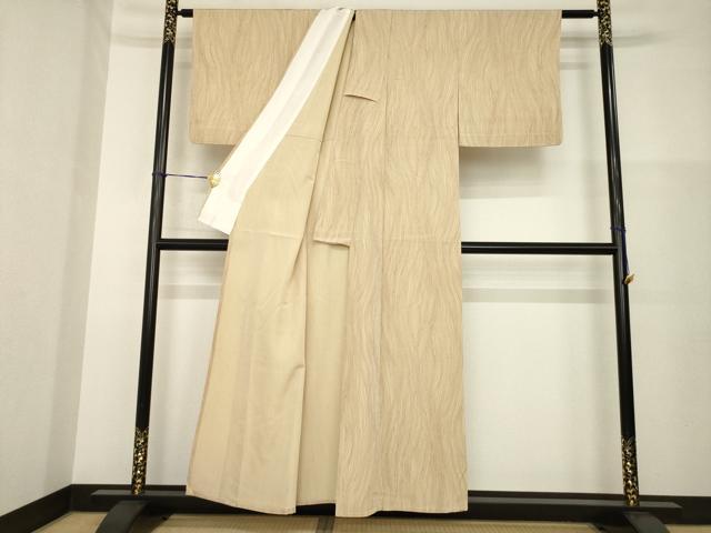 平和屋着物▽上質な小紋 単衣 杢目文 正絹 逸品 AABG8451ck