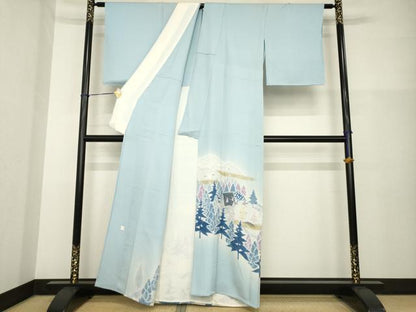平和屋着物▽染色作家 小倉淳史 色留袖 単衣 遠山風景文 寿光織 金彩 反端付き 正絹 逸品 AABG8452ck