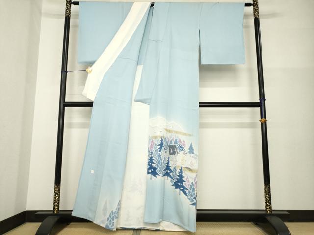 平和屋着物▽染色作家 小倉淳史 色留袖 単衣 遠山風景文 寿光織 金彩 反端付き 正絹 逸品 AABG8452ck