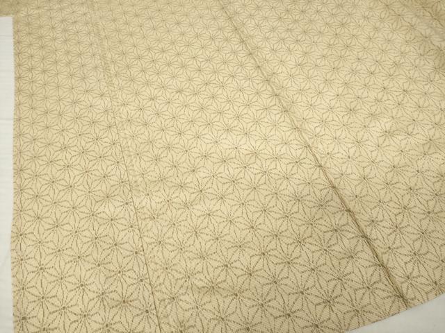 平和屋着物▽上質な紬 単衣 麻の葉文様 正絹 逸品 AABG8453ck