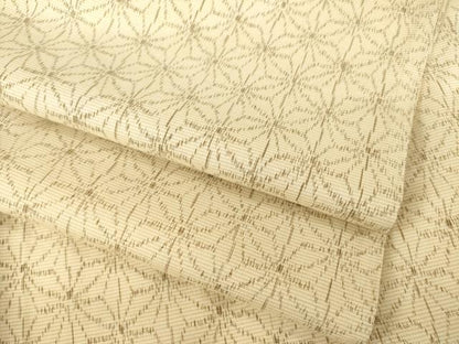 平和屋着物▽上質な紬 単衣 麻の葉文様 正絹 逸品 AABG8453ck