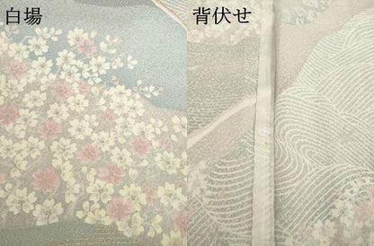平和屋着物▽上質な小紋 単衣 舞花文 正絹 逸品 AABG8454ck