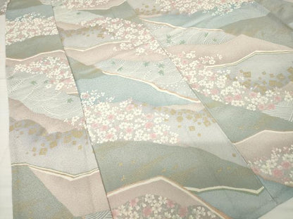 平和屋着物▽上質な小紋 単衣 舞花文 正絹 逸品 AABG8454ck