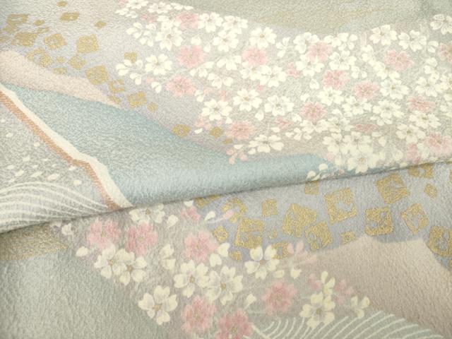 平和屋着物▽上質な小紋 単衣 舞花文 正絹 逸品 AABG8454ck