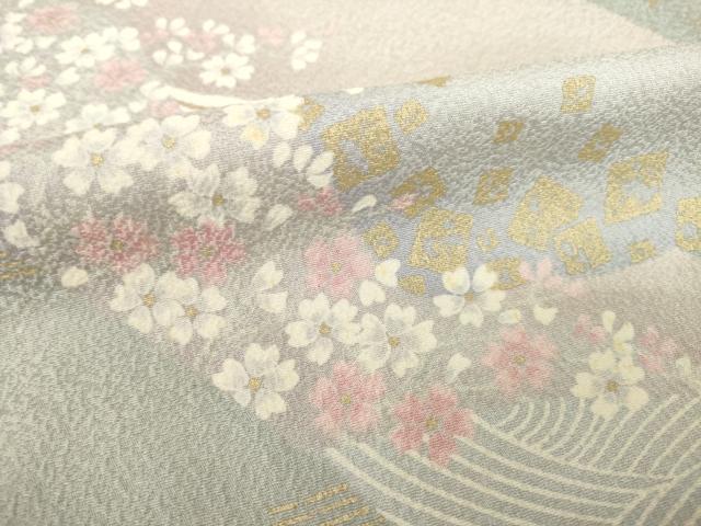 平和屋着物▽上質な小紋 単衣 舞花文 正絹 逸品 AABG8454ck