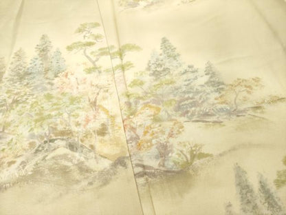 平和屋着物▽訪問着 単衣 風景文 三越扱い 正絹 逸品 未使用 AABG8455ck