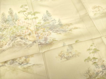 平和屋着物▽訪問着 単衣 風景文 三越扱い 正絹 逸品 未使用 AABG8455ck