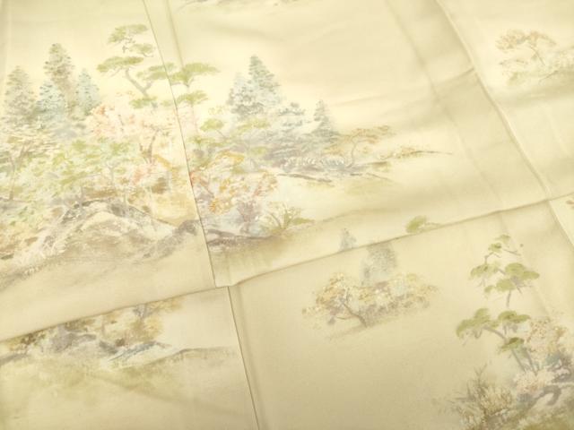 平和屋着物▽訪問着 単衣 風景文 三越扱い 正絹 逸品 未使用 AABG8455ck