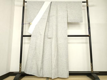 平和屋着物▽結城紬 単衣 80亀甲 流水文 正絹 逸品 AABG8458ck