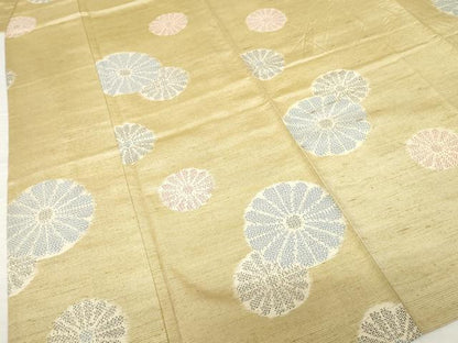平和屋着物▽上質な紬 単衣 舞花文 正絹 逸品 AABG8460ck