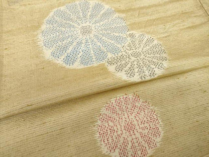 平和屋着物▽上質な紬 単衣 舞花文 正絹 逸品 AABG8460ck