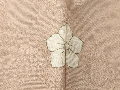 平和屋着物▽上質な色無地 単衣 薔薇地紋 梅染色 正絹 逸品 AABG8461ck