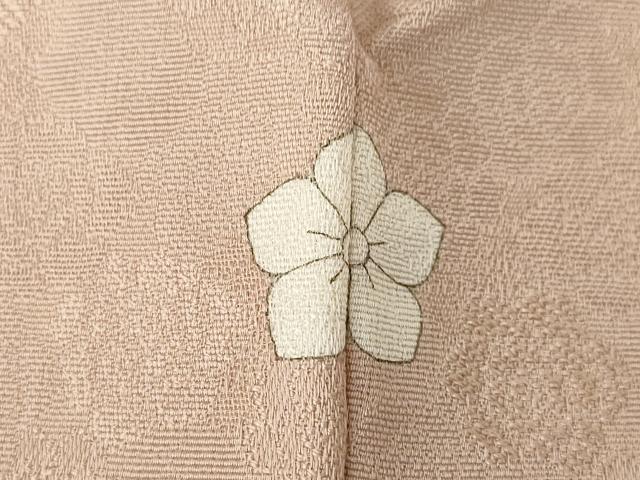 平和屋着物▽上質な色無地 単衣 薔薇地紋 梅染色 正絹 逸品 AABG8461ck