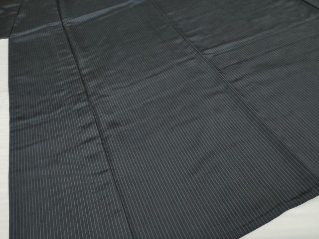 平和屋着物▽お召 単衣 縞 正絹 逸品 未使用 AABG8465ck