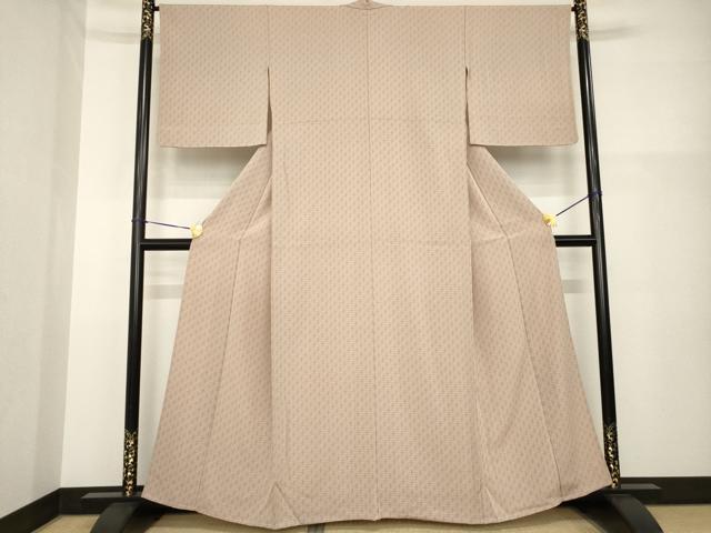 平和屋着物▽上質な小紋 単衣 幾何学文様 正絹 逸品 AABG8466ck