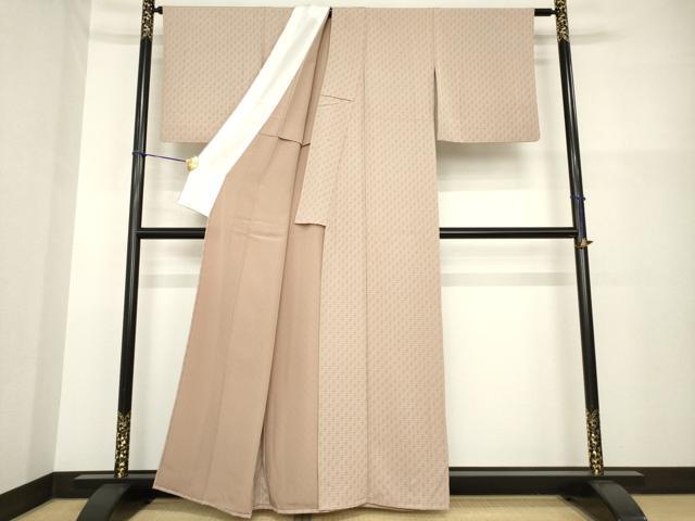 平和屋着物▽上質な小紋 単衣 幾何学文様 正絹 逸品 AABG8466ck