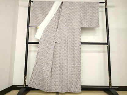 平和屋着物▽上質な小紋　単衣　お召地　立涌文　正絹　逸品　AABG8467ck