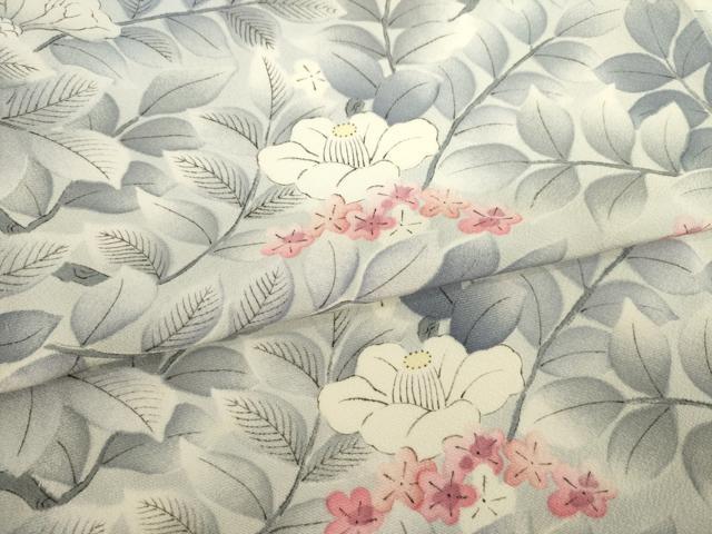 平和屋着物▽上質な小紋 単衣 手描き 草花尽くし 正絹 逸品 AABG8475ck