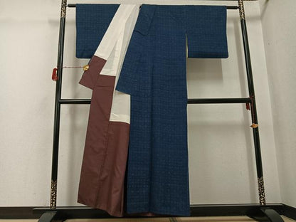 平和屋着物●上質な紬　ちぢみ織　正絹　逸品　AABG8484ph