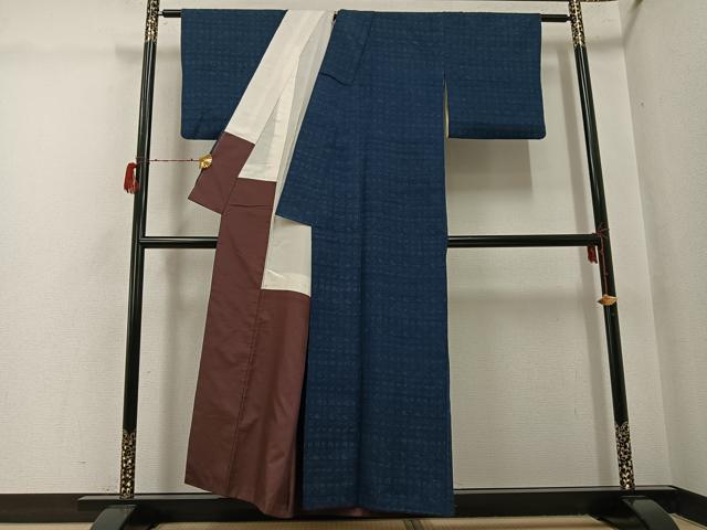 平和屋着物●上質な紬　ちぢみ織　正絹　逸品　AABG8484ph