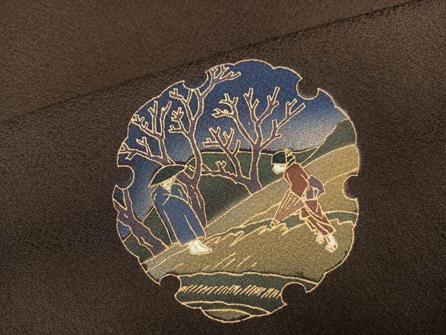 平和屋着物●訪問着　雪輪人物花文　金彩　正絹　逸品　AABG8485ph