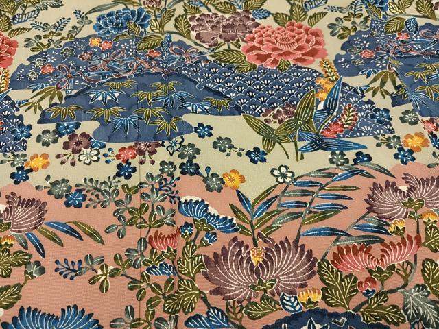 平和屋着物●訪問着　型染め　草花籬文　正絹　逸品　未使用　AABG8486ph