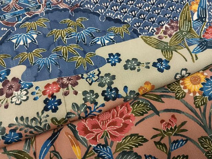 平和屋着物●訪問着　型染め　草花籬文　正絹　逸品　未使用　AABG8486ph