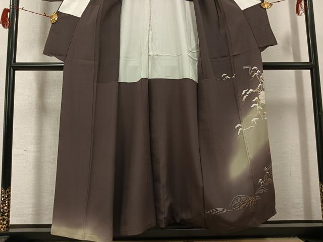 平和屋着物●豪華色留袖　友禅　浜松風景文　暈し染め　金彩　正絹　逸品　AABG8487ph