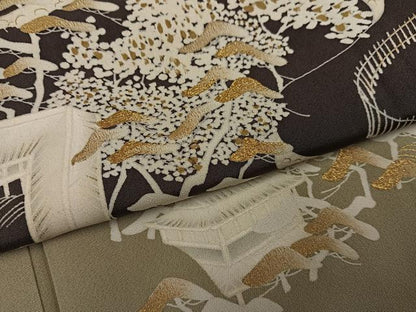 平和屋着物●豪華色留袖　友禅　浜松風景文　暈し染め　金彩　正絹　逸品　AABG8487ph