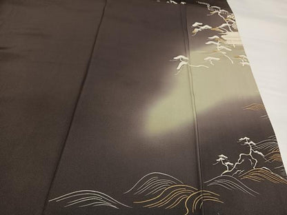 平和屋着物●豪華色留袖　友禅　浜松風景文　暈し染め　金彩　正絹　逸品　AABG8487ph