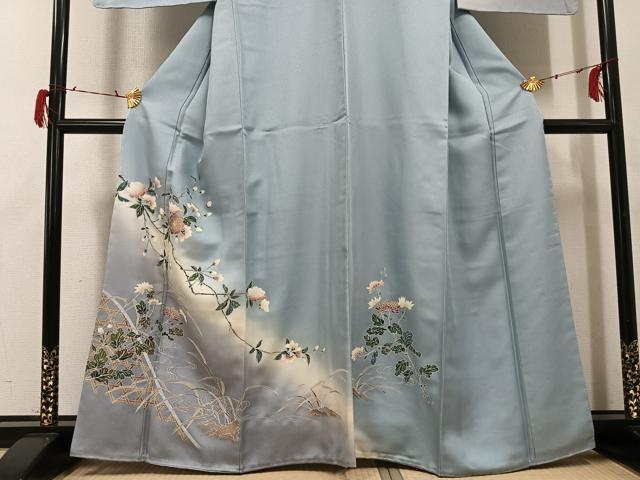 平和屋着物●訪問着　草花文　暈し染め　正絹　逸品　未使用　AABG8488ph