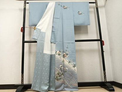 平和屋着物●訪問着　草花文　暈し染め　正絹　逸品　未使用　AABG8488ph