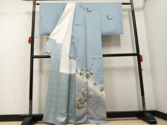 平和屋着物●訪問着　草花文　暈し染め　正絹　逸品　未使用　AABG8488ph