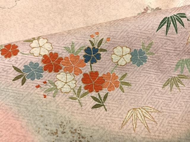 平和屋着物●訪問着　慶彩小袖　松竹梅文　暈し染め　金彩　正絹　逸品　AABG8489ph