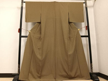 平和屋着物●上質な小紋　格子　正絹　逸品　AABG8492ph