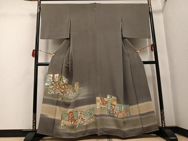 平和屋着物●豪華色留袖　友禅　誰が袖花文　暈し染め　金彩　正絹　逸品　AABG8493ph