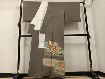平和屋着物●豪華色留袖　友禅　誰が袖花文　暈し染め　金彩　正絹　逸品　AABG8493ph