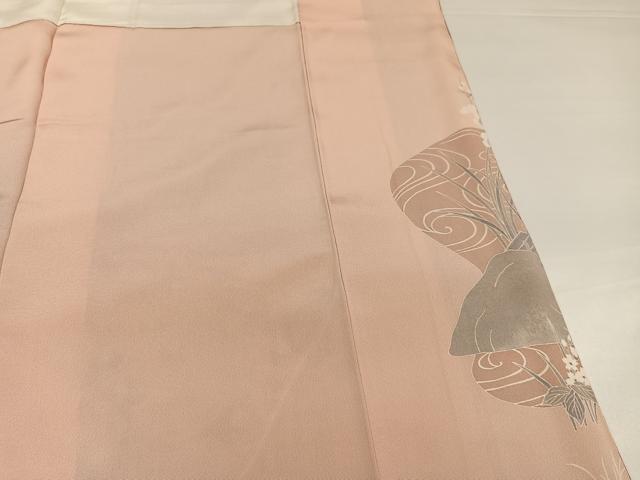 平和屋着物●訪問着　友禅　群れ鶴草花文　暈し染め　金銀彩　正絹　逸品　AABG8494ph