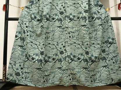 平和屋着物●上質な小紋　紬地　型染め　草花文　正絹　逸品　AABG8495ph