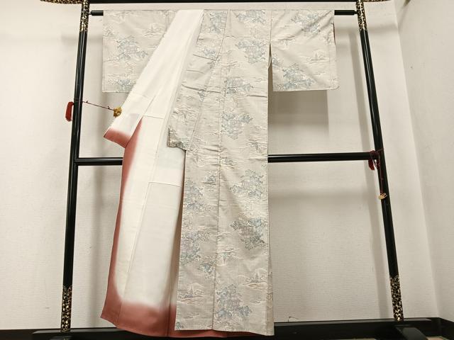 平和屋着物●本場大島紬　白大島　カタス7マルキ　風景樹林文　正絹　逸品　未使用　AABG8496ph