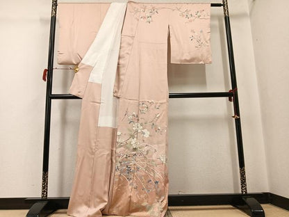 平和屋着物●訪問着　友禅　草花文　暈し染め　金彩　正絹　逸品　AABG8500ph