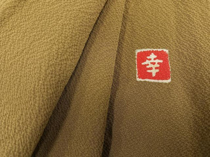 平和屋着物●ファッションデザイナー 花井幸子　色無地　桑染色　正絹　逸品　AABG8510ph