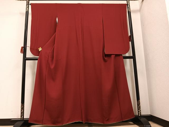 平和屋着物●ファッションデザイナー　KENZO KIMONO　高田賢三　小振袖　二尺袖　色無地　蘇芳色　正絹　逸品　AABG8512ph