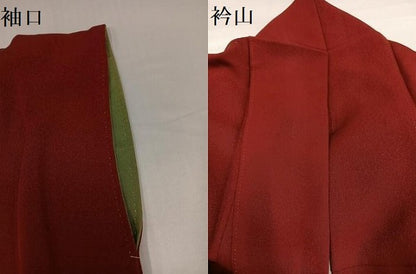 平和屋着物●ファッションデザイナー　KENZO KIMONO　高田賢三　小振袖　二尺袖　色無地　蘇芳色　正絹　逸品　AABG8512ph