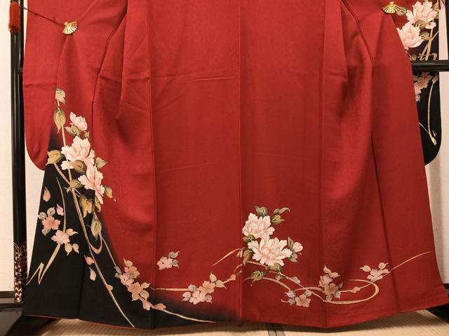 平和屋着物●豪華振袖　枝花文　暈し染め　金彩　正絹　逸品　AABG8516ph